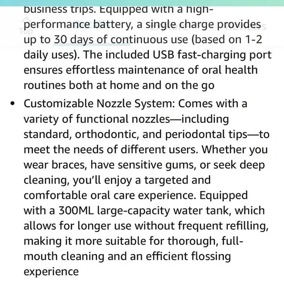 Black cordless flosser with Attachments - Picture 10 of 11